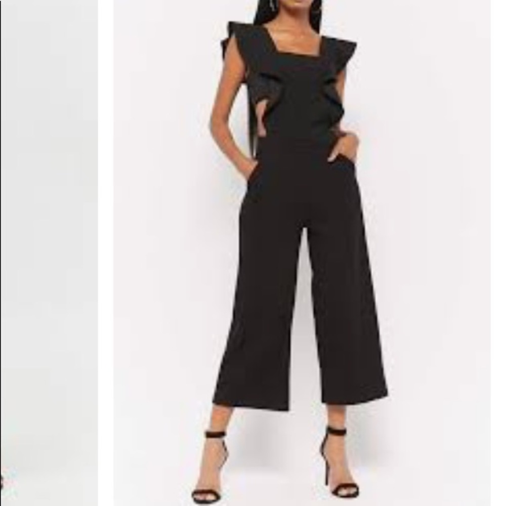 Forever 21 black ruffle jumpsuit small NWT